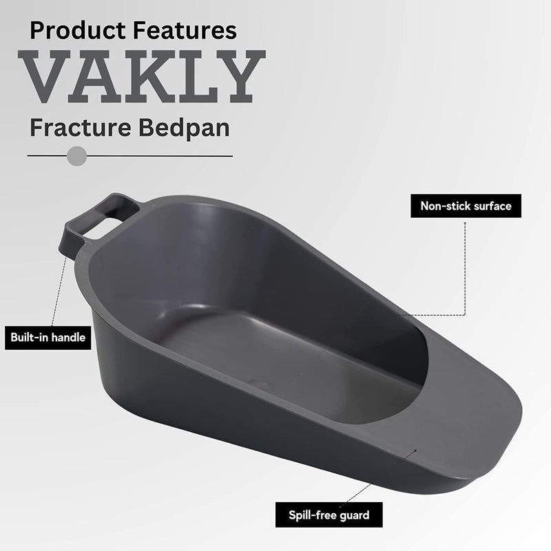 Vakly Fracture Bedpan - Portable Easy Clean Plastic Bed Pan - Female Urinal with Built-in Handle for Easier Placement and Removal & Spill-Free Guard for Bed-Bound/Bedridden Patient for Women and Men - Image 2